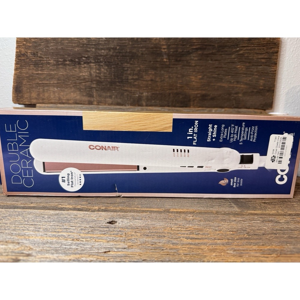 Conair 1" Double Ceramic Flat Iron CS221N White/Rose Gold | Gift Idea MSRP = $35